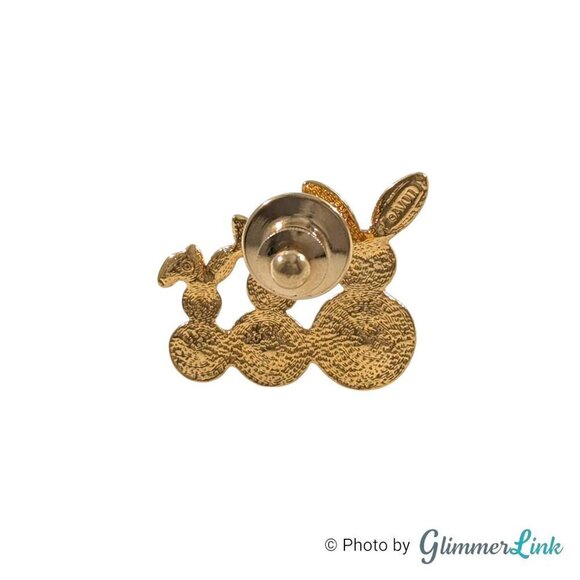 Vintage 90s Avon Three Bunnies Faux Pearl Tails Gold Tone Pin - Picture 3 of 5